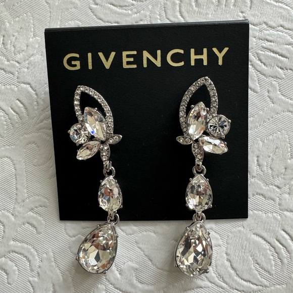 Givenchy Crystal Tear-Shape Linear Drop Earrings - Picture 3 of 3